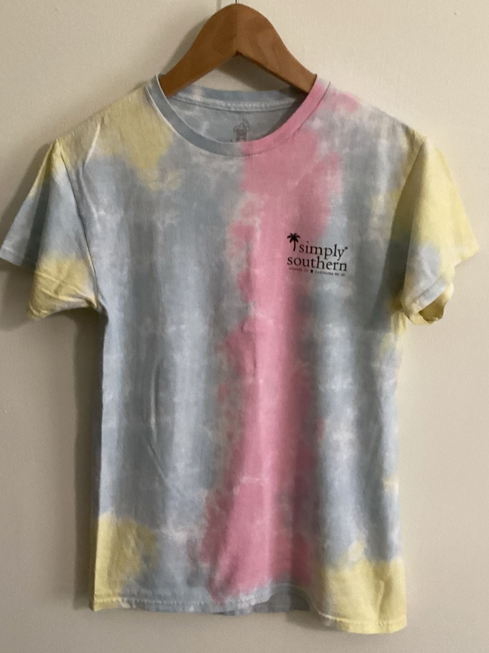 Simply Southern Pastel Tie-Dye Tee in Pink, Blue & Yellow